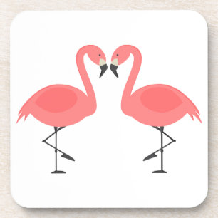 Tropische Hochzeit mit rosa Flamingos, Party, Luau Getränkeuntersetzer