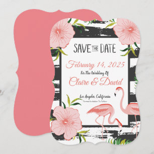 Tropische Hochzeit mit rosa Flamingos Save The Date