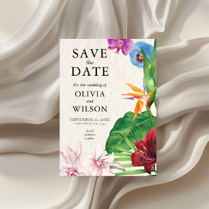 Tropische Hochzeit mit Wasserfarbe Save The Date