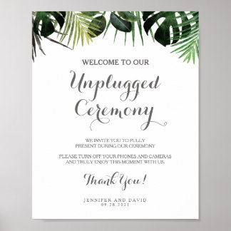 Tropische Hochzeit ohne Stecker Zeremonie Signatur Poster