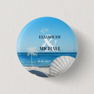 Tropische Hochzeit Ozeanstrand Button