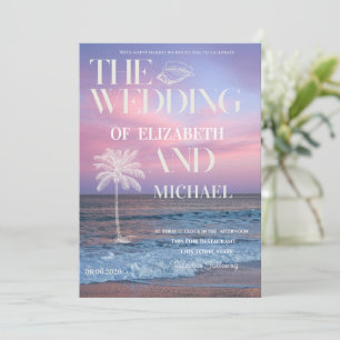 Tropische Hochzeit Sonnenaufgang Ozean Strand Hoch Einladung