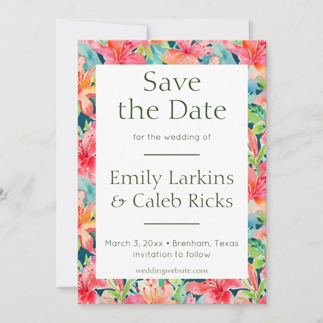 Tropische Hochzeit Speichern Sie das Datum mit Fot Save The Date (Vorderseite)