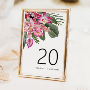Tropische Hochzeit Tischnummer