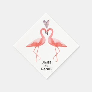 Tropische Hochzeit von Flamingos Serviette