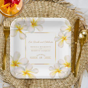 Tropische Hochzeit von Frangipani Pappteller