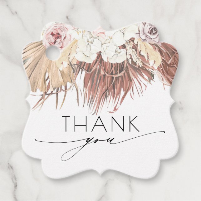 Tropische Hochzeit von getrockneten Palmen Geschenkanhänger (Vorderseite)