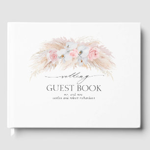 Tropische Hochzeit von Pampas Grass und Weißen Orc Gästebuch