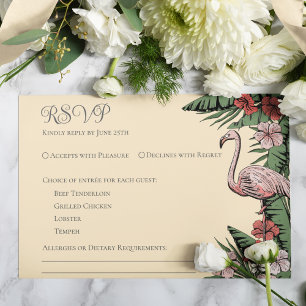 Tropische Hochzeitgelbe RSVP-Karte RSVP Karte