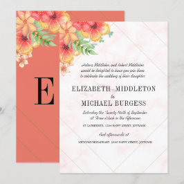 Tropische Hochzeitsflorenkoralle Moderner Chic Einladung