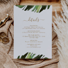 Tropische Hochzeitskarte aus Palmblättern Begleitkarte