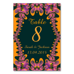 Tropische Hochzeitskarte Rosa Orange Tischnummer