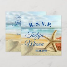 Tropische Hochzeitsstrand-Szene RSVP-Karte