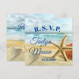 Tropische Hochzeitsstrand-Szene RSVP-Karte Einladung