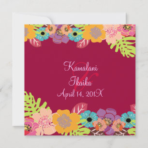 Tropische Hochzeitstag-Hintergrundfarbe Einladung