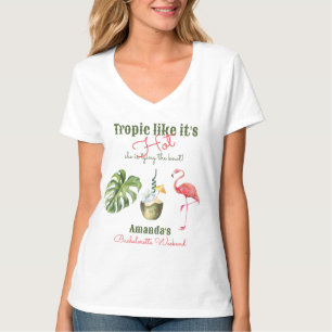 Tropische Hot Pink Palm Springs Junggesellinnen-Ab T-Shirt