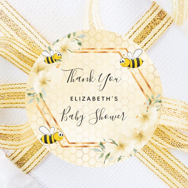 Tropische Hummelflora Babydusche Runder Aufkleber (Von Creator hochgeladen)