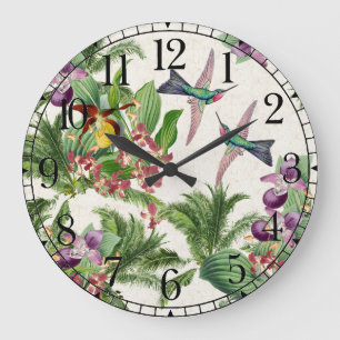 Tropische Hummingbird Orchid Blume Wall Clock Große Wanduhr