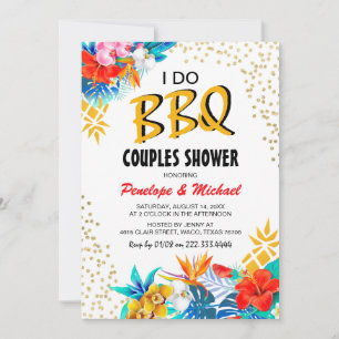 Tropische 'ICH WILL BBQ' Couples Shower Einladung
