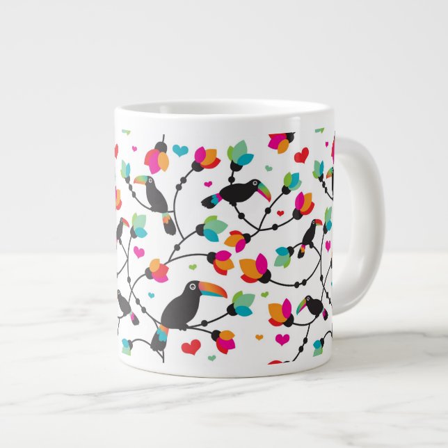 tropische Illustration des niedlichen toucan Jumbo-Tasse (Vorderseite Rechts)