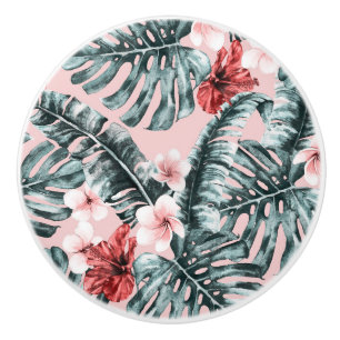 Tropische Insel Blumen Botanisch Pink Paradise Keramikknauf