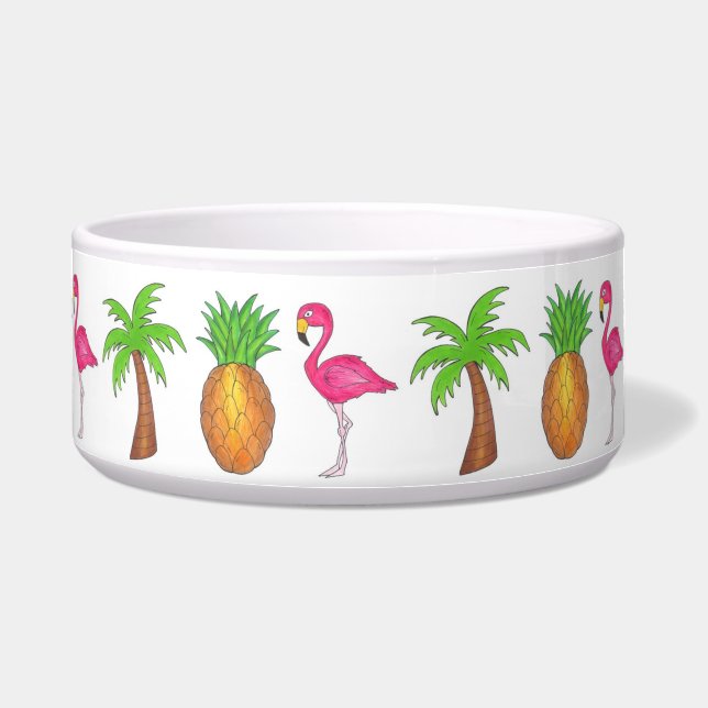 Tropische Insel Flamingo Ananas Pet Dog Bowl Napf (Vorderseite)