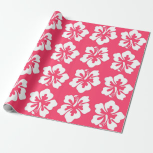 Tropische Insel Hawaiianische Hibiskusblüte Rosa Geschenkpapier