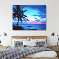 Tropische Insel Hübsche rosa blaue Sonnenuntergang