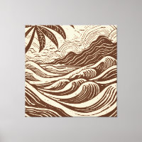 Tropische Insel im Stil des Meeresholzes