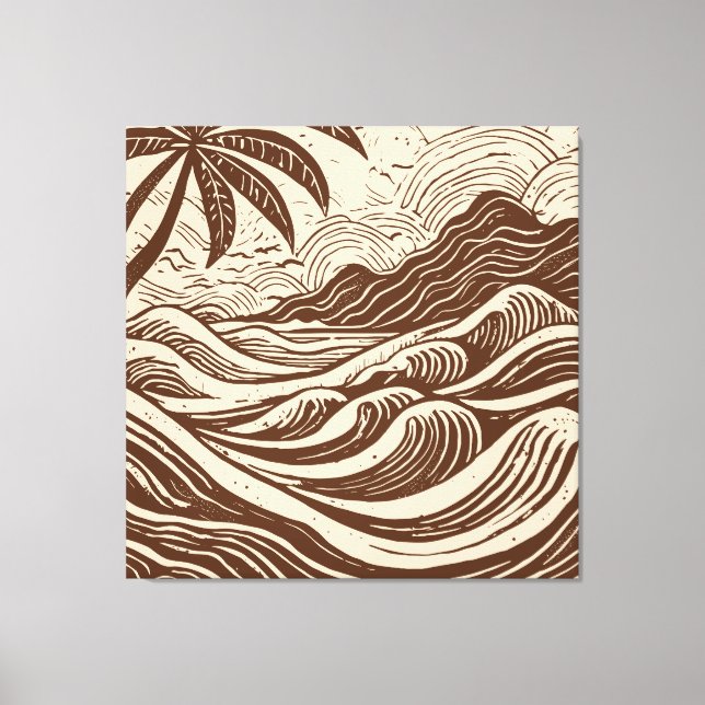 Tropische Insel im Stil des Meeresholzes Leinwanddruck (Vorderseite)