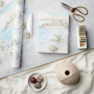 Tropische Insel Palmen Strand Geschenkpapier