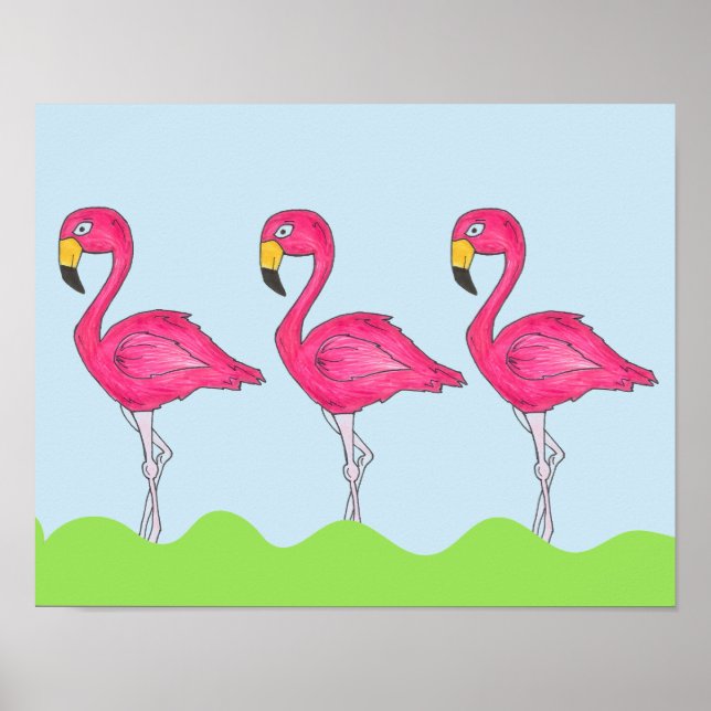 Tropische Insel Rosa Flamingo Bird Poster (Vorne)