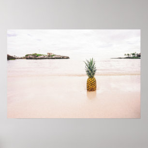Tropische Insel-Strand-Akzent-Ananas romantisch Poster