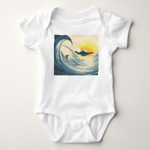 Tropische Insel, Welle, Surfer Sonnenuntergang. Baby Strampler