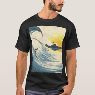Tropische Insel, Welle, Surfer Sonnenuntergang. T-Shirt