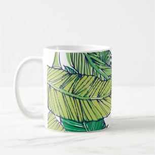 tropische Inselblatt-Illustration/vintage Kaffeetasse