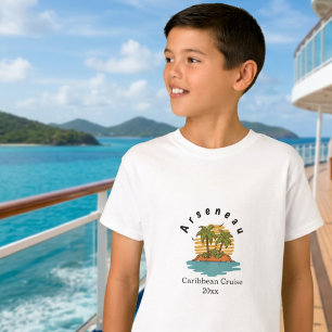 Tropische Inselkreuzfahrt Orange Personalisieren T-Shirt