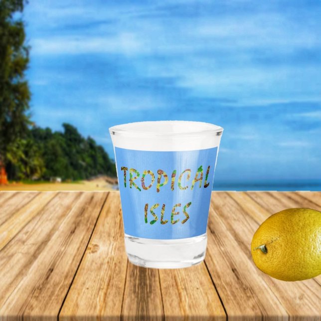 Tropische Inseln Schnapsglas (Dream of island ventures, as you enjoy your whiskey in this, Tropical Isles-Brwn Shot Glass! )