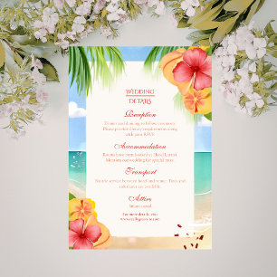 Tropische Inselstrand-Blumenhochzeit Begleitkarte