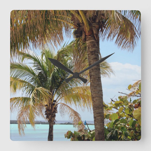 Tropische Inseluhr Quadratische Wanduhr (Vorderseite)
