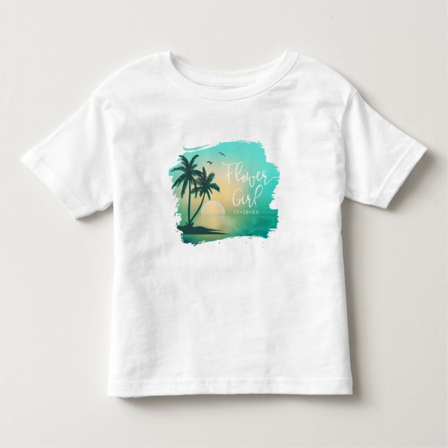 Tropische Isle Flower Girl Aquamarin ID581 Kleinkind T-shirt (Vorderseite)