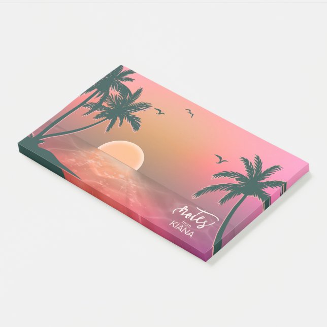 Tropische Isle Sunrise Pink ID581 Post-it Klebezettel (angewinkelt)
