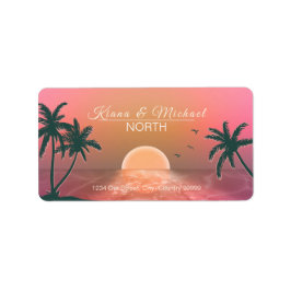 Tropische Isle Sunrise Wedding Pink ID581 Adressaufkleber