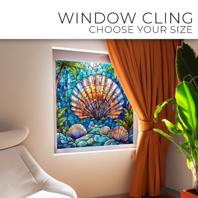 Tropische Jakobsmuschel Gestaltete Glaskunst Fensteraufkleber (Von Creator hochgeladen)