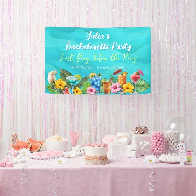 Tropische Junggesellinnenparty Blaue Wellen Banner (Party)