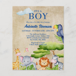 Tropische Jungle Safari Tiere Baby Boy Dusche Flyer