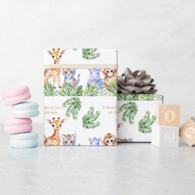 Tropische Jungtiere Geschenkpapier (Babyparty)
