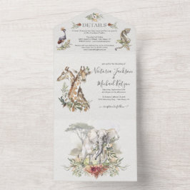 Tropische Jungtierhochzeit All In One Einladung
