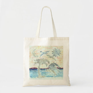 Tropische kaufende Delphine und Strand-Tasche Tragetasche