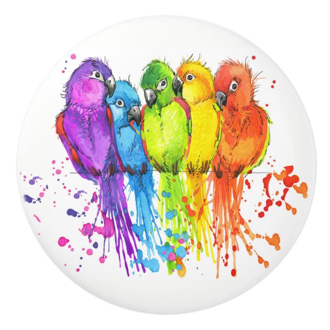 Tropische Knochen der Keramik Birds Keramikknauf (Vorderseite)